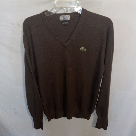 Izod-Lacoste Men’s Pullover Sweater Size Large Brown Acrylic Outdoors Comfort - Picture 1 of 12